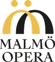 Malmö Opera logo featuring two overlapping arch shapes in gold and black.